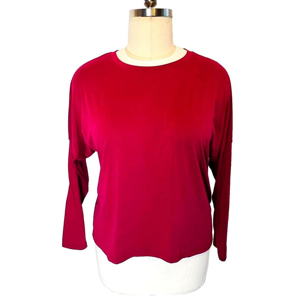 Pretty Garden Women's 2XL Long Sleeve Tee Shirt Dark Red Top Casual